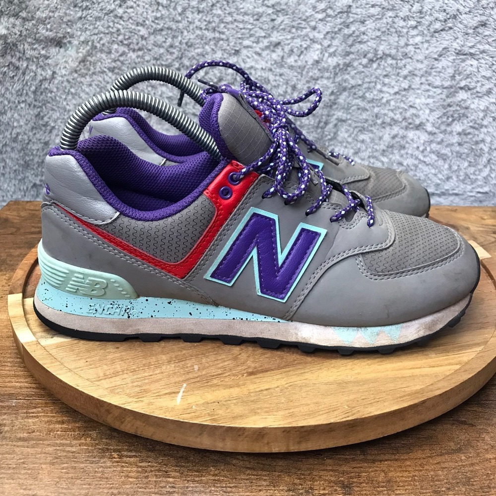 New Balance 574 Classic Retro Sneakers Womens 8D Marblehead Prism Purple Leather